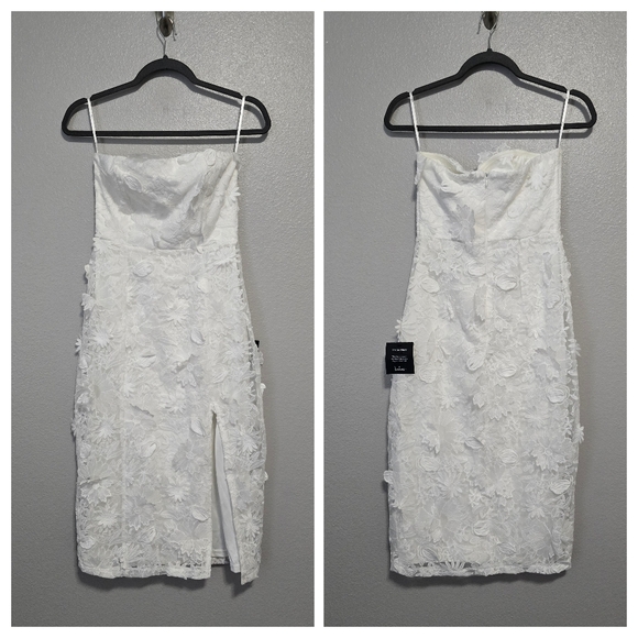 🎀$20 SALE🎀NWT Lulu's Elevated Sensation White 3D Floral Embroidered Midi Dress - Picture 2 of 8